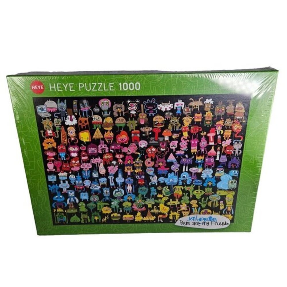 Heye 1000 Piece Puzzle Doodle Rainbow‎ Jon Burgerman Pens My Friends Germany NEW